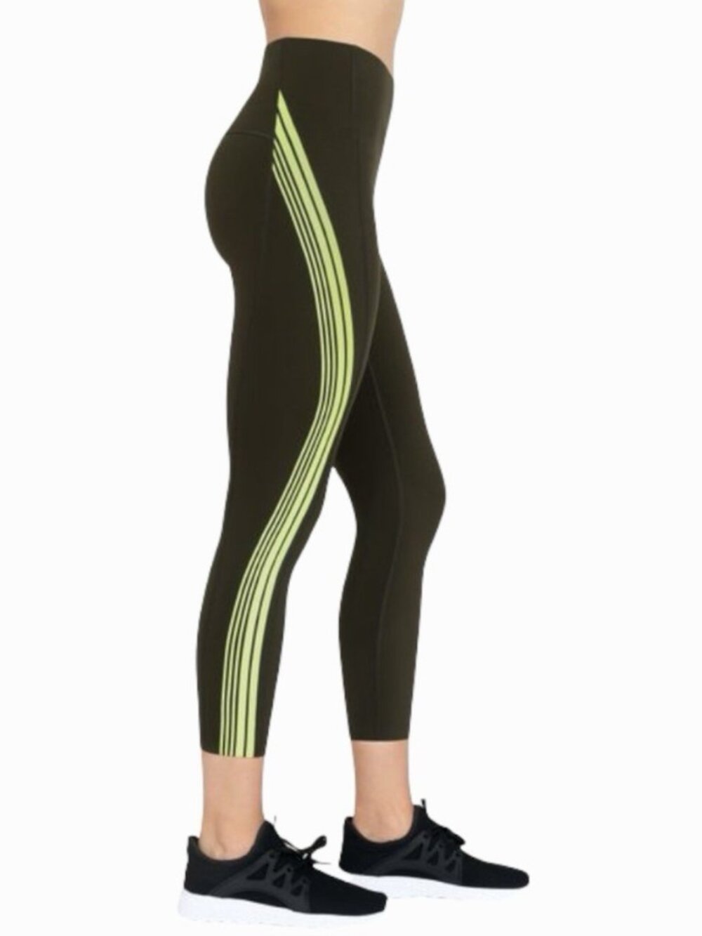 New with Tags Spanx XL Leggings in Deep Olive Green Contour Stripe 7/8